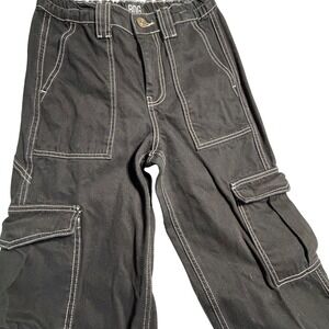 BDG Urban Outfitters Black Contrast Stitch Cargo Pants Womens W24 L32 Wide Leg
